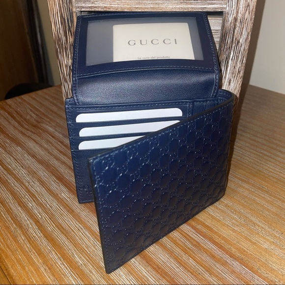 Gucci MicroGuccissima GG Logo Blue Leather Wallet - Picture 5 of 12